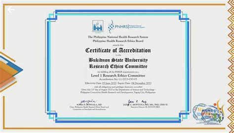 UB’s Research Ethics Committee granted Level I Accreditation.